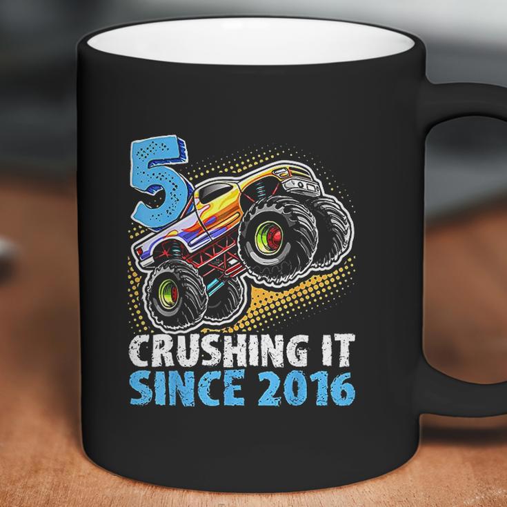 5 Crushing It Since 2016 Monster Truck 5Th Birthday Gift Boy Coffee Mug