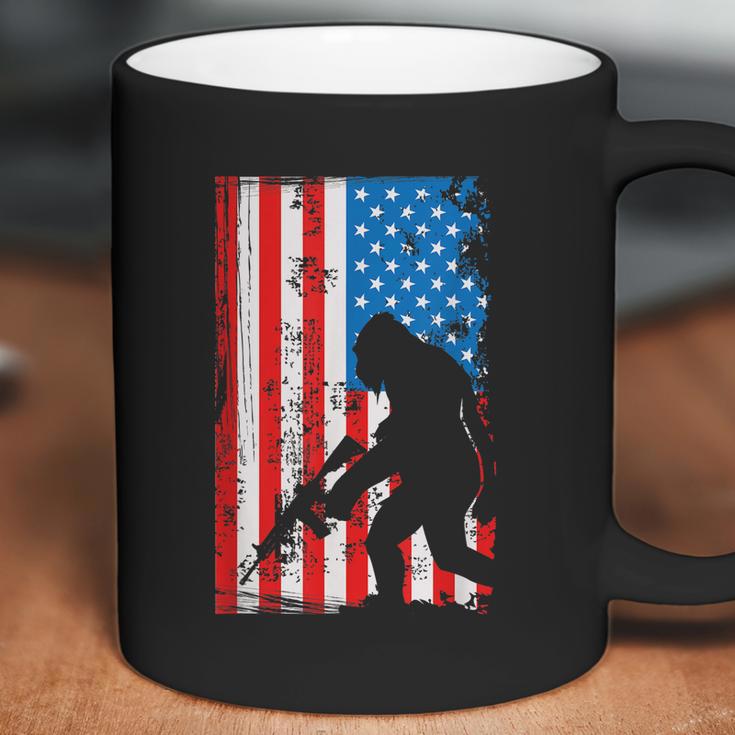 Armed Bigfoot Sasquatch Ar15 Patriotic American Flag Coffee Mug