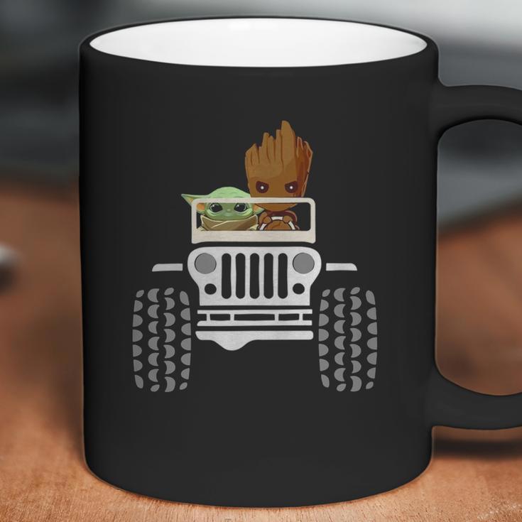 Baby Yoda And Baby Groot Driving Jeep Coffee Mug