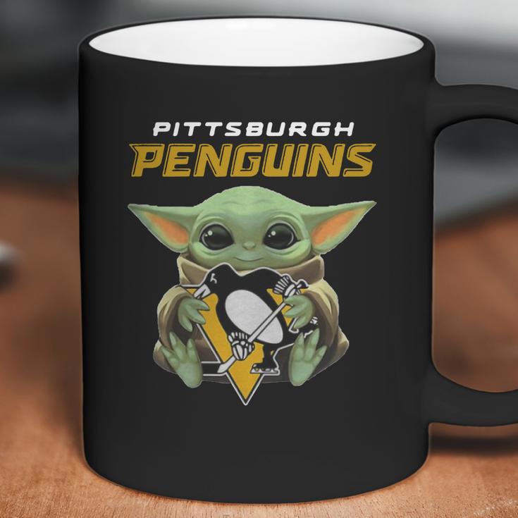 Baby Yoda Hug Pittsburgh Penguins Coffee Mug