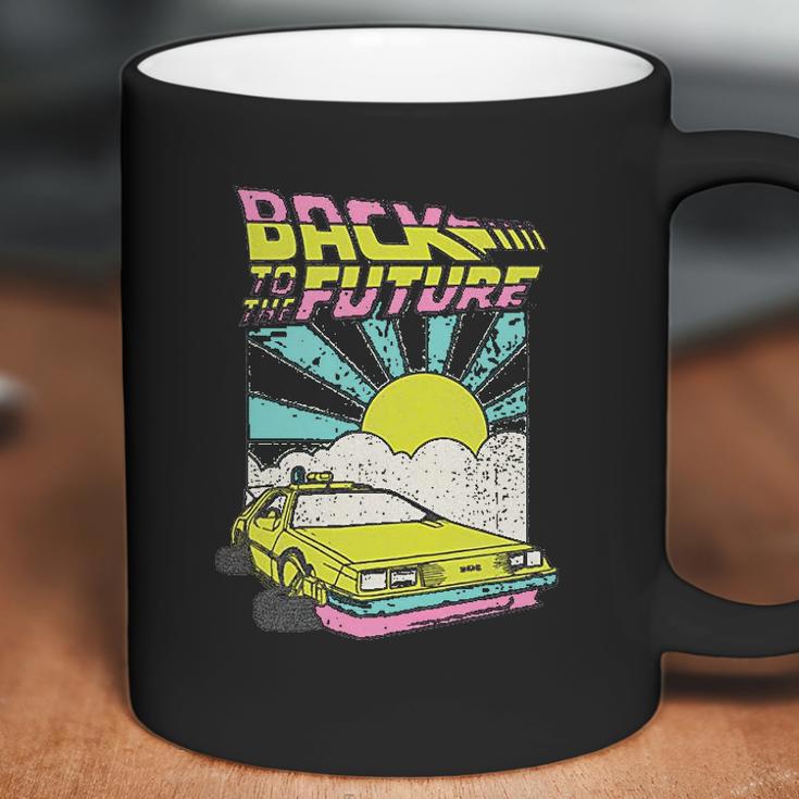 Back To The Future Delorean Sunrise Cartoon Coffee Mug