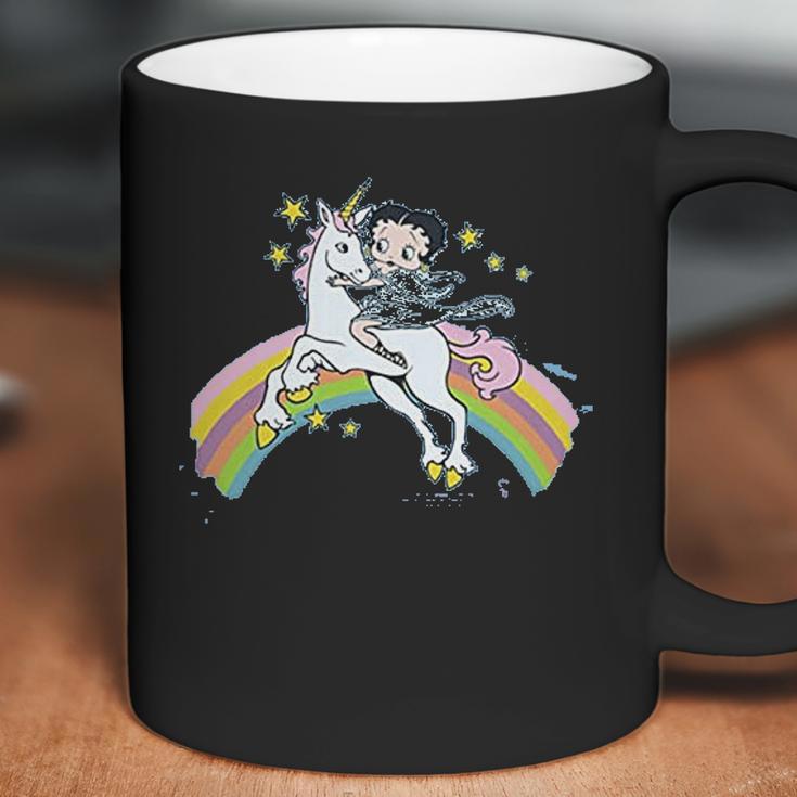 Betty Boop Cartoon Unicorn And Rainbows Coffee Mug