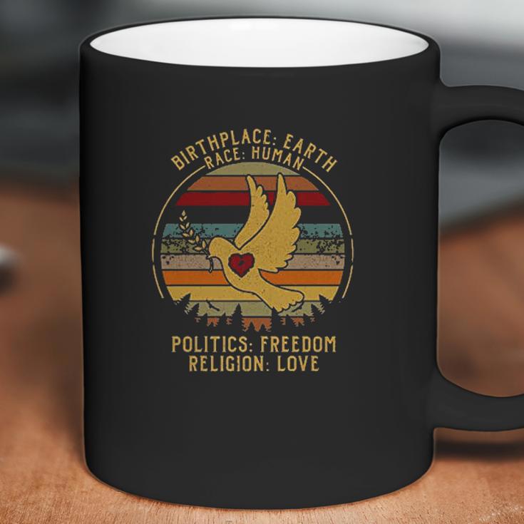 Birth Place Earth Race Human Politics Freedom Religion Love Human Rights Vintage Coffee Mug