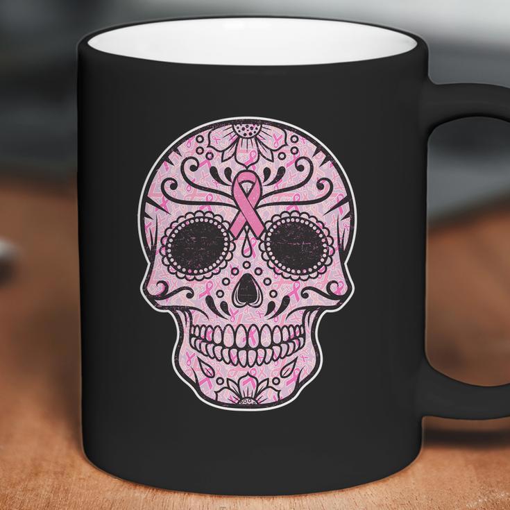 Breast Cancer Sugar Skull Day Of The Dead Dia De Los Muertos Coffee Mug