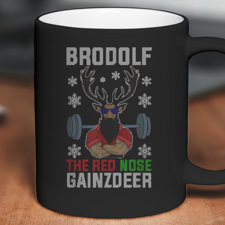 Brodolf The Red Nose Gainzdeer Gym Ugly Christmas Coffee Mug