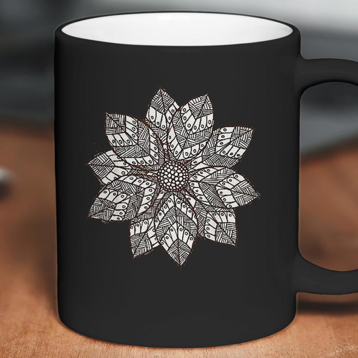 Brown & White Mandala Flower Yoga Sacred Mantra Geometry Coffee Mug