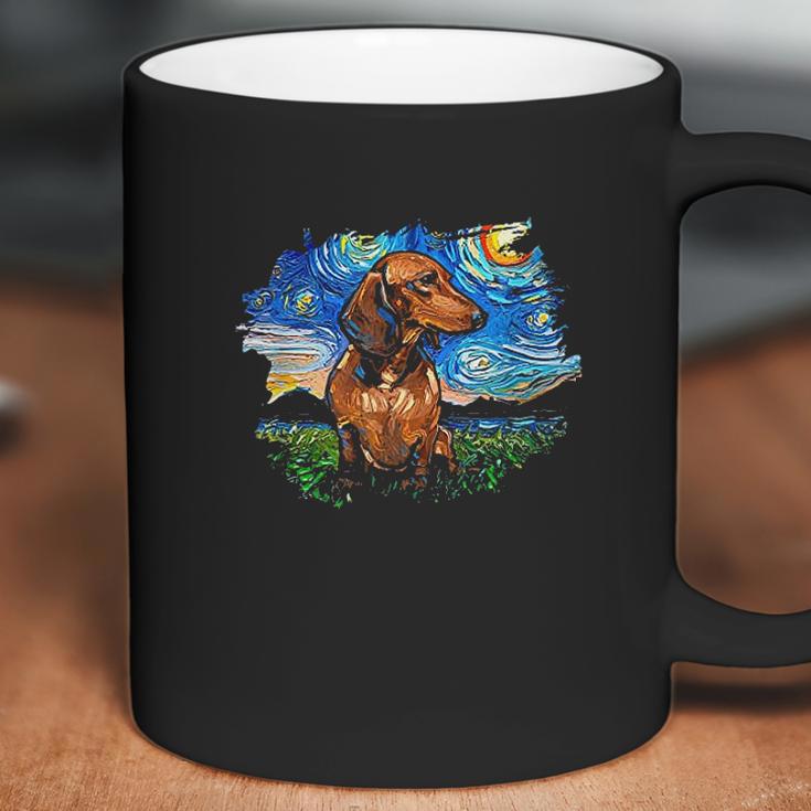 Brown Short Hair Dachshund Starry Night Dog Art By Aja Coffee Mug