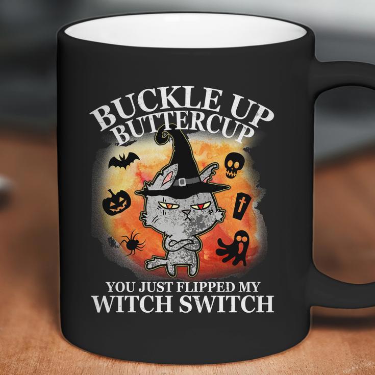 Buckle Up Buttercup You Just Flipped My Witch Switch Halloween Cat Coffee Mug