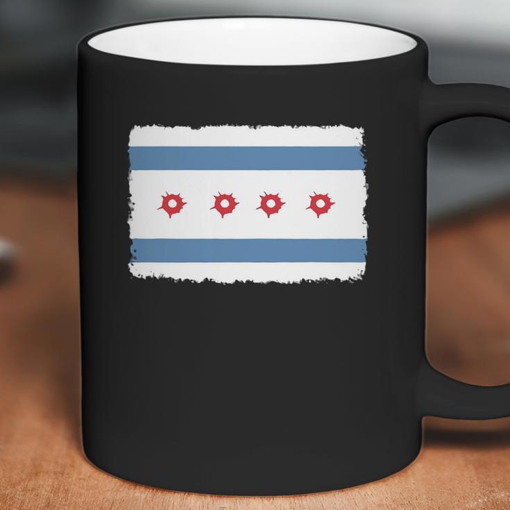 Bullet Hole Chicago Flag T-Shirts Coffee Mug