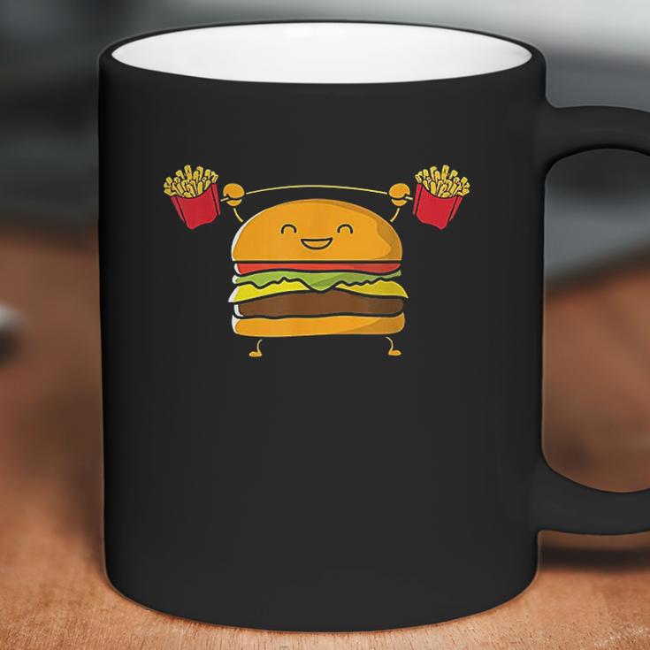 Burger Lifting Fries Funny Food Snatch Squat Barbell Weight Coffee Mug