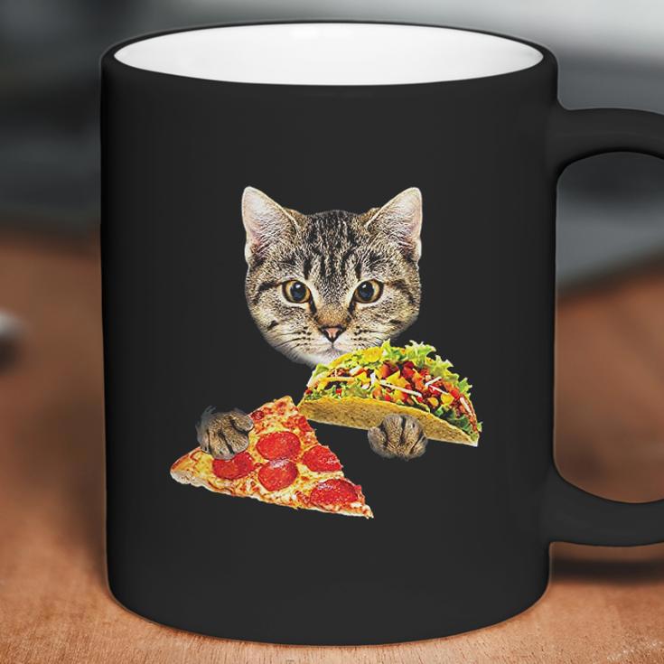 Cat Eating Taco And Pizza Shirt Funny Kitty By Zany Brainy Coffee Mug