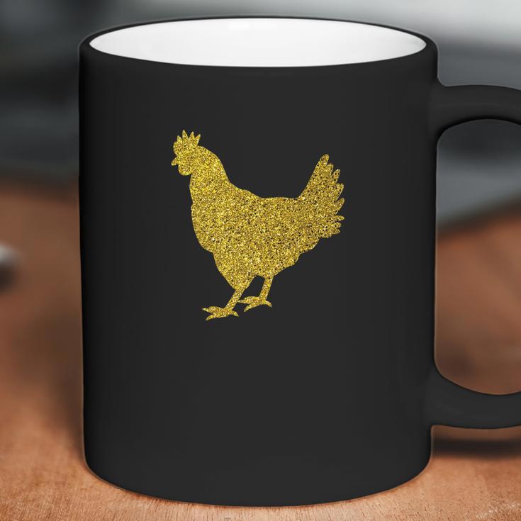 Chicken Ladies Glitter Print Chicken White Tee Top Coffee Mug