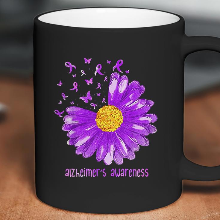 Daisy Butterfly Purple Ribbon Alzheimer Awareness Coffee Mug