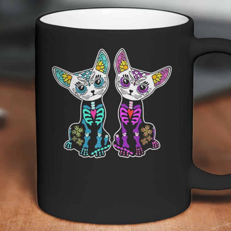 Day Of Dead Sugar Cats Skeleton Skull Coffee Mug