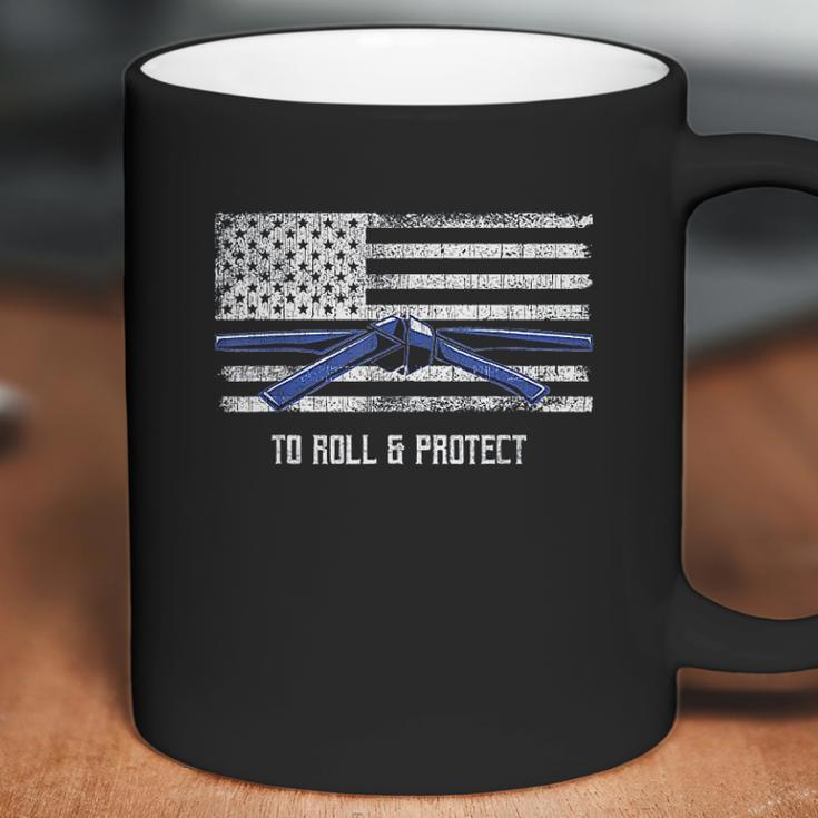 Distressed Police Thin Blue Line Jiu Jitsu Coffee Mug