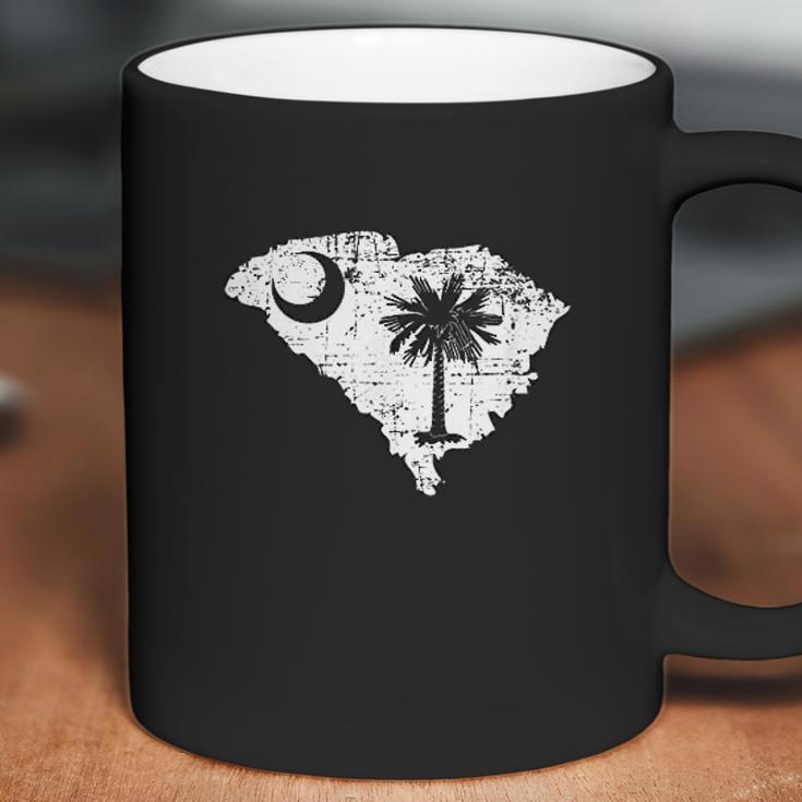 Distressed White South Carolina State Flag Outline Coffee Mug