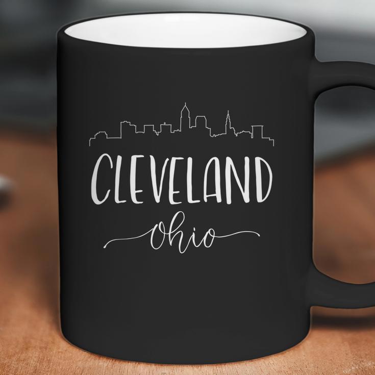 Downtown Cleveland Ohio City Skyline Calligraphy Gift Coffee Mug