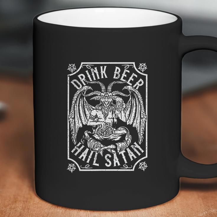 Drink Beer Hail Satan I Satanic Baphomet I Pentagram Occult Coffee Mug