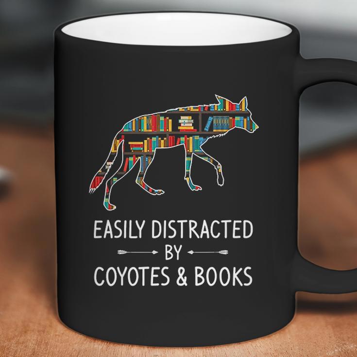 Easily Distracted By Coyotes Books Lover Gift Wolf Pup Coffee Mug