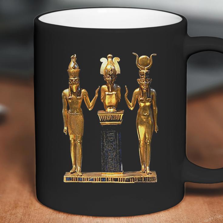 Egyptian Trinity Golden Horus Osiris And Isis Statue Coffee Mug