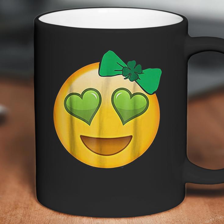 Emoji Saint Patricks Day Girls Green Heart Eyes Bow Coffee Mug