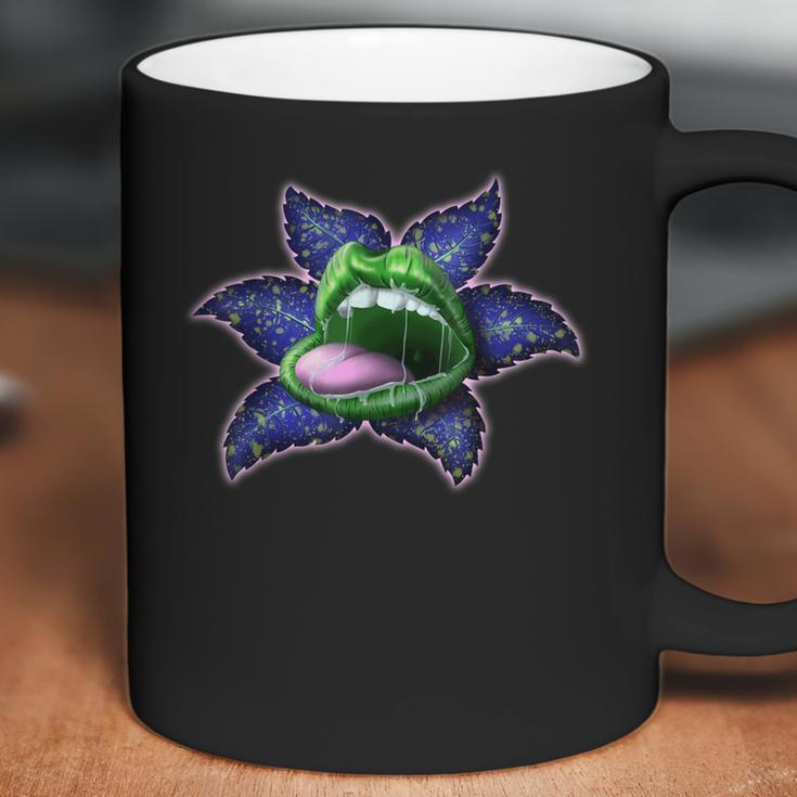 Flower Lip Green Blue Cannabis Marijuana Weed Pot Leaf Lover Coffee Mug