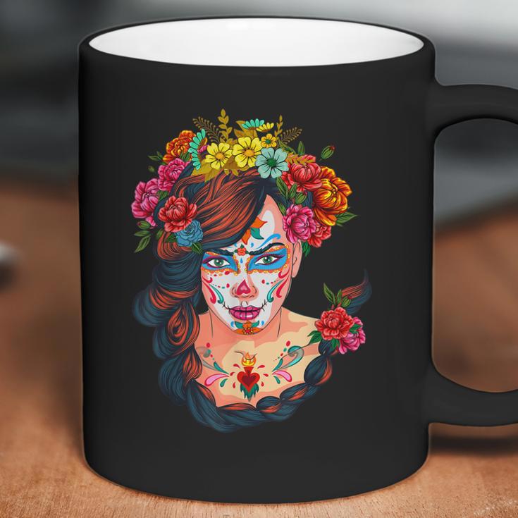 Flowers Sugar Skull Day Of The Dead Dia De Muertos Womens Coffee Mug