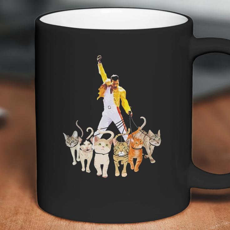 Freddie Mercury With Yellow Jacket And Cats Coffee Mug