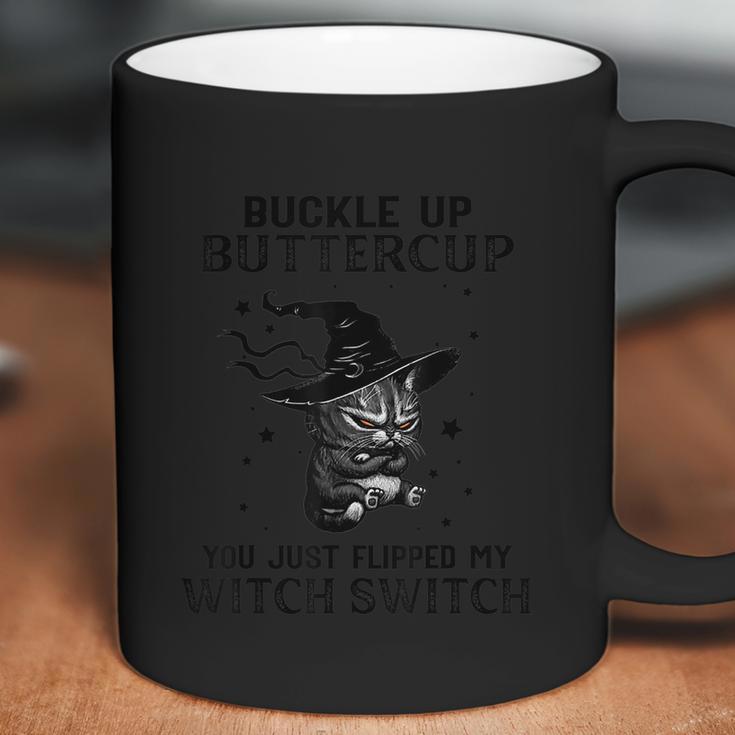 Funny Halloween Buckle Up Buttercup You Just Flipped My Witch Switch Cat Design Coffee Mug