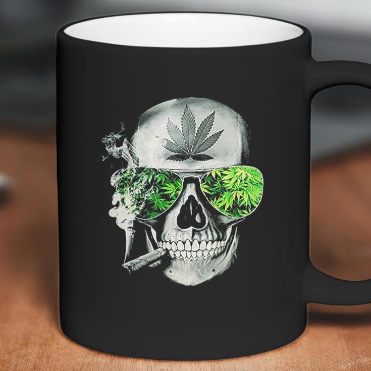 Funny Style Weed Cannabis Marijuana Smoking Skull Coffee Mug