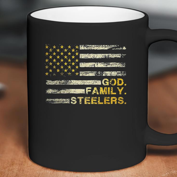 God Family Steelers Us Vintage Flag Team Dad Mam Day Gifts Coffee Mug