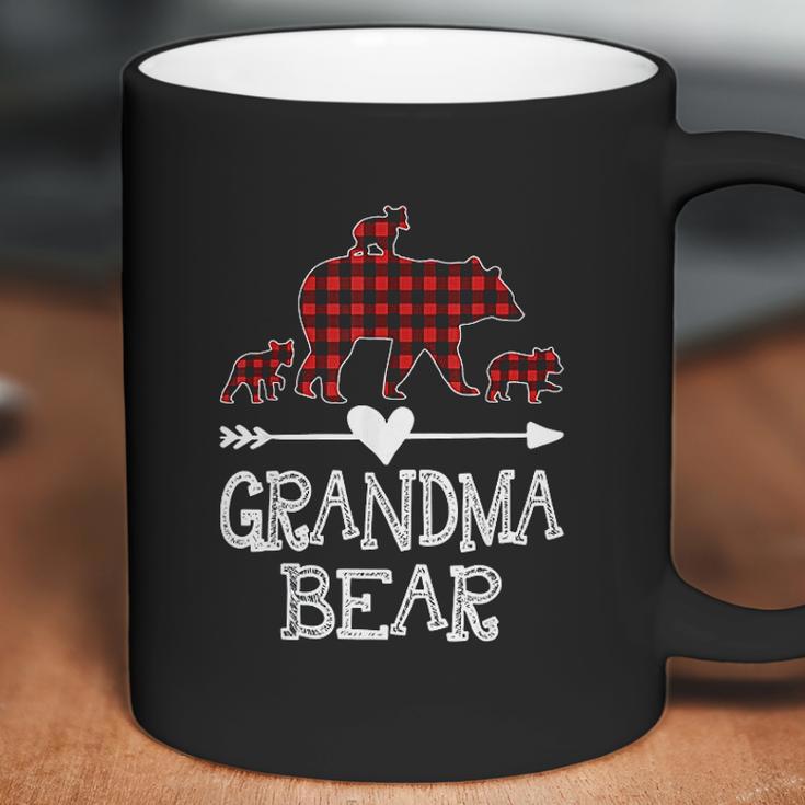 Grandma Bear Three Cubs Red Plaid Grandma Christmas Pajama Coffee Mug