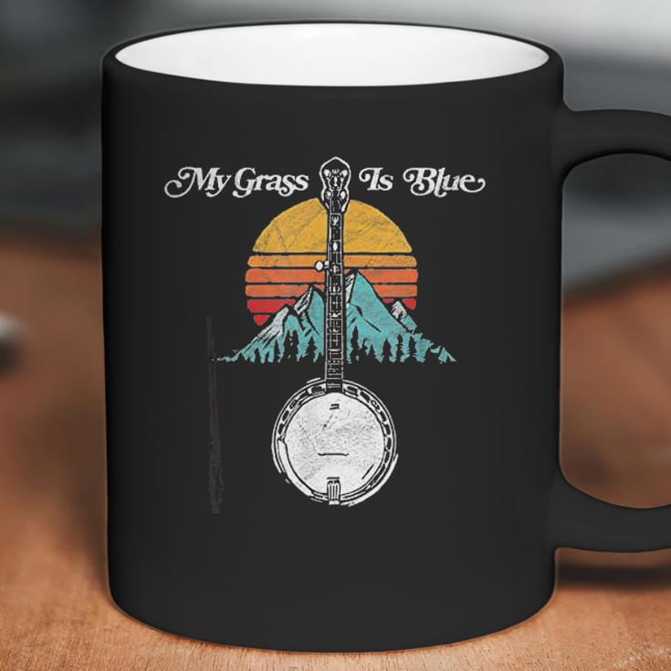 My Grass Is Blue Retro Rocky Mountain Banjo Bluegrass Coffee Mug