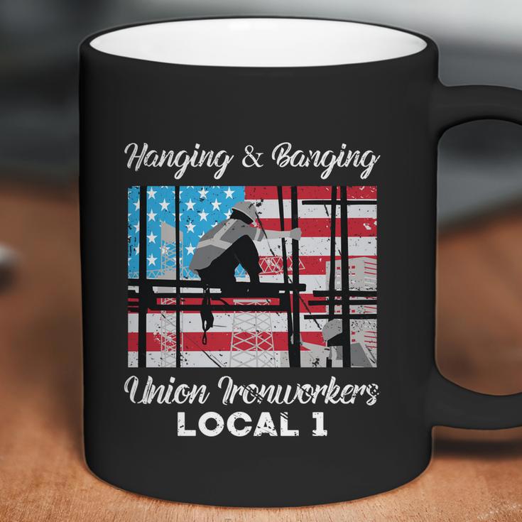 Hanging And Banging Union Ironworkers Us Flag Labor Day Gift Graphic Design Printed Casual Daily Basic Coffee Mug