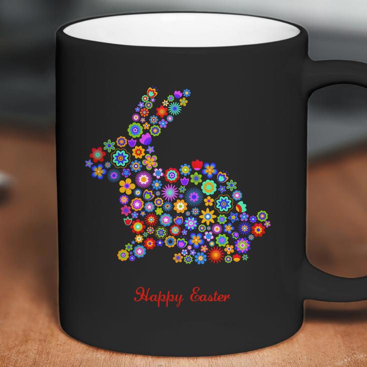 Happy Easter Bunny Rabbit Flowers Logo Coffee Mug