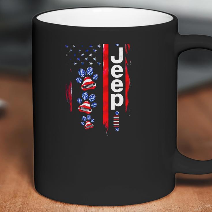 Jeep Dog Paw Print American Flag 4Th Of July Pet Car Lover Gift Coffee Mug