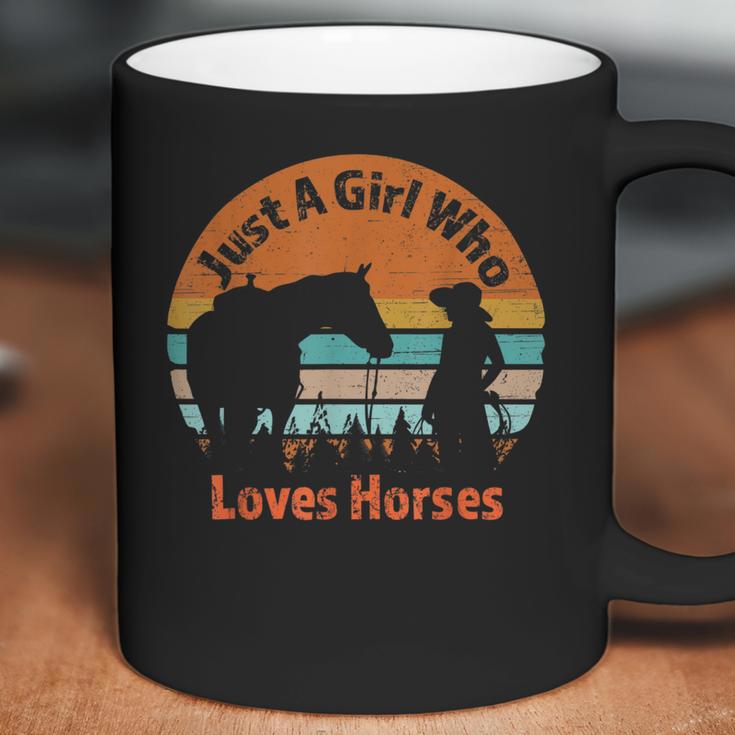 Just A Girl Who Loves Her Horse Retro Sunset Silhouette Gift Coffee Mug