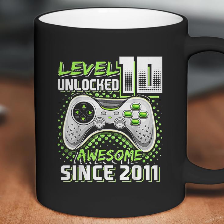 Level 10 Unlocked Awesome 2011 Video Game 10Th Birthday Gift Green Coffee Mug