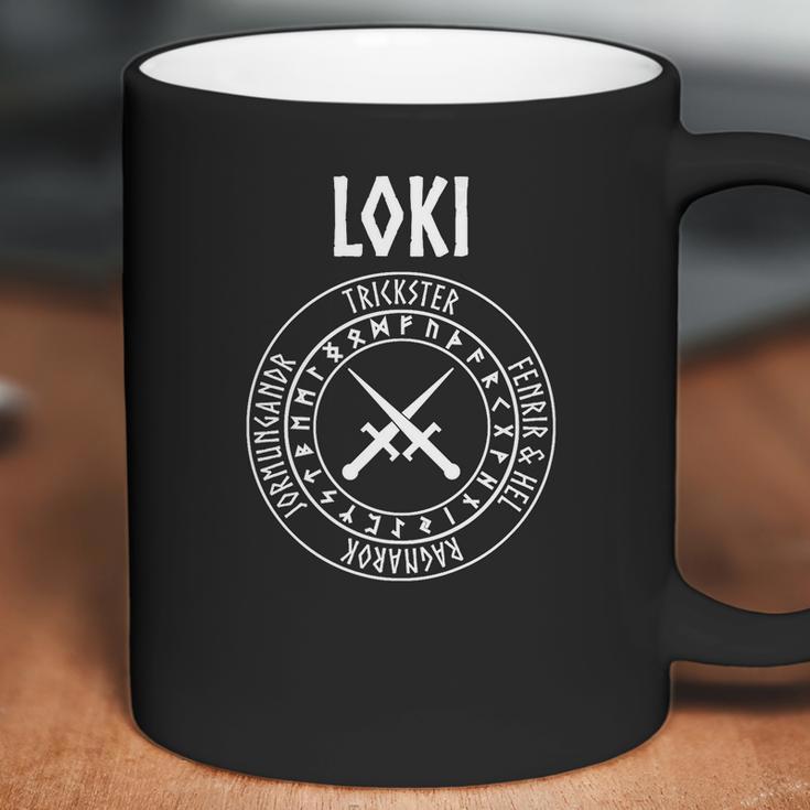 Loki Norse God With Runes Daggers Coffee Mug