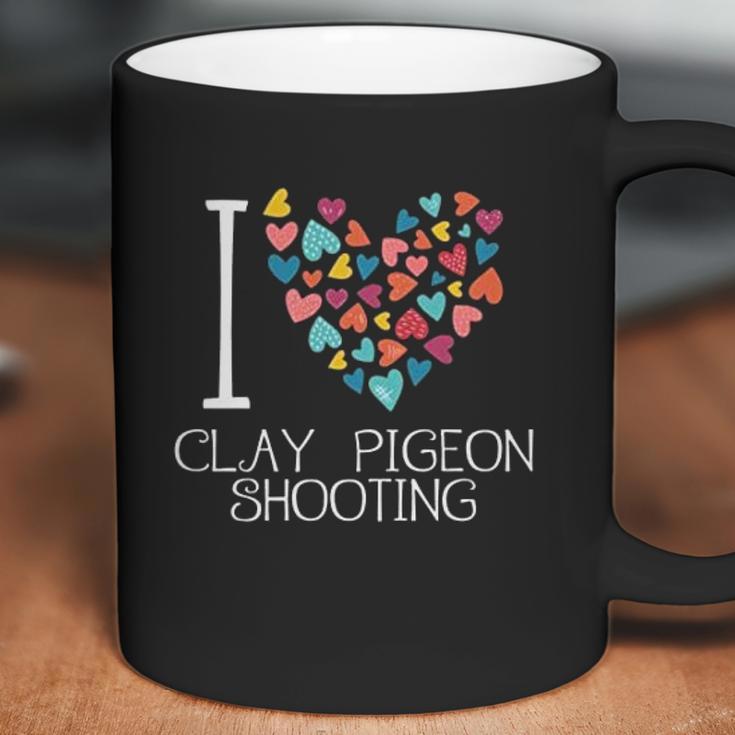 I Love Clay Pigeon Shooting Colorful Hearts Coffee Mug