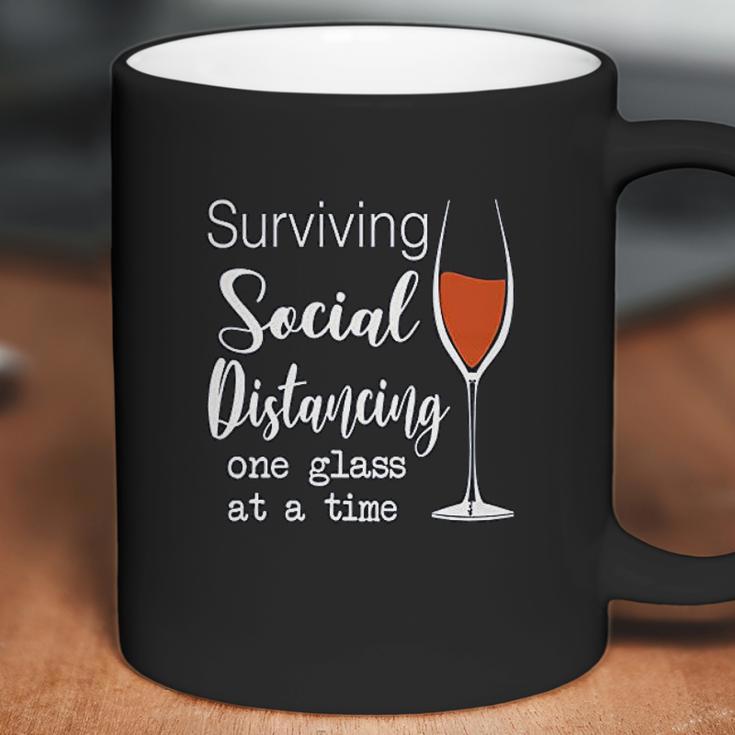 Lucoin Wine Surviving Social Distancing One Glass At A Time Coffee Mug