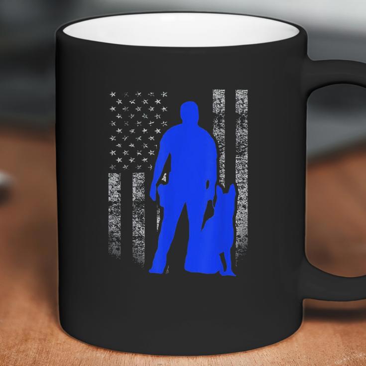 Male K9 Officer Blue Line Flag Coffee Mug