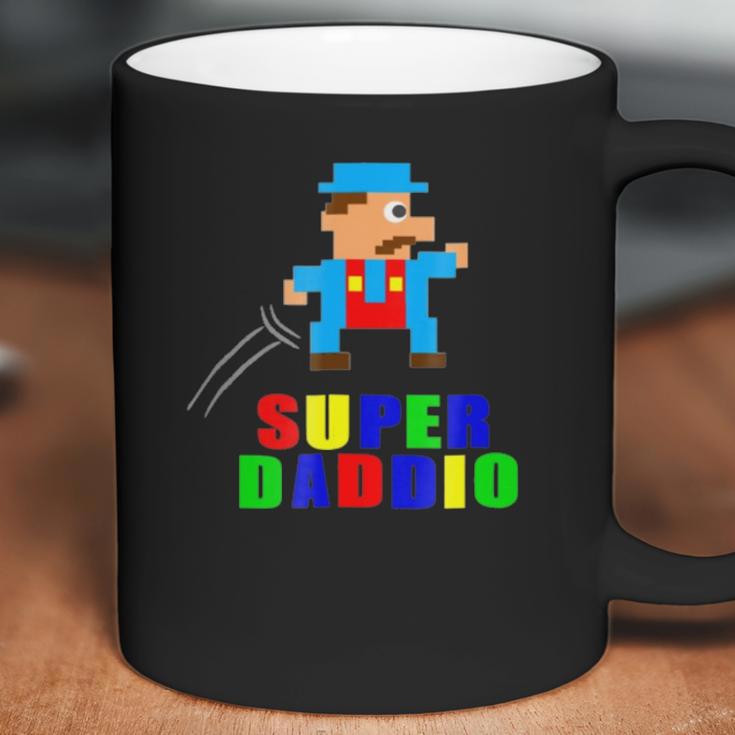 Mens Super Daddio Fathers Day Video Game Action Figure Arcade Tee Coffee Mug