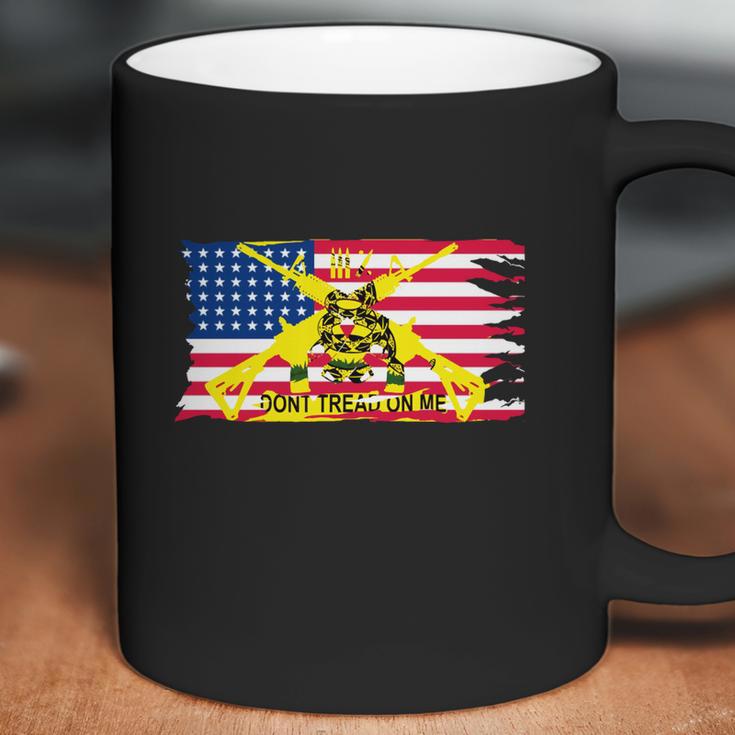 Mens Worn American Flag With Dont Tread On Me Ga Coffee Mug