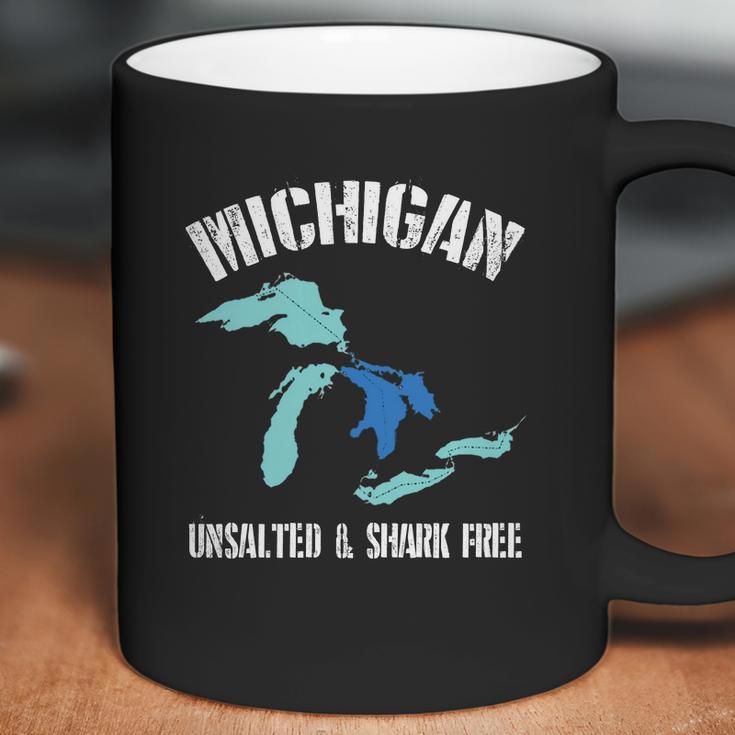 Michigan Unsalted Amp Shark Free Funny Great Lakes T-Shirt Coffee Mug