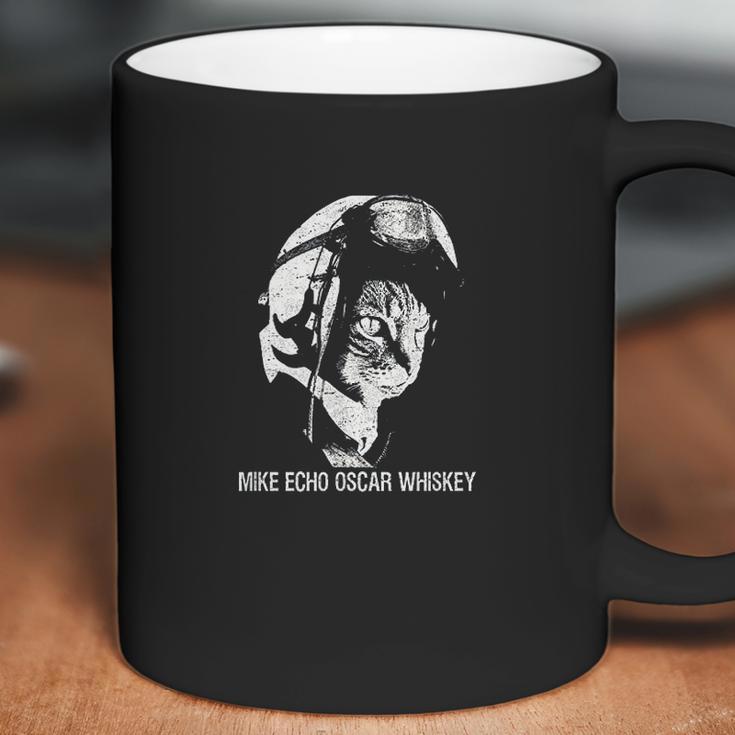 Mike Echo Oscar Whiskey Meow Flying Cat Coffee Mug