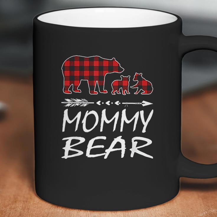 Mommy Bear Two Cubs Red Plaid Christmas Pajama Coffee Mug