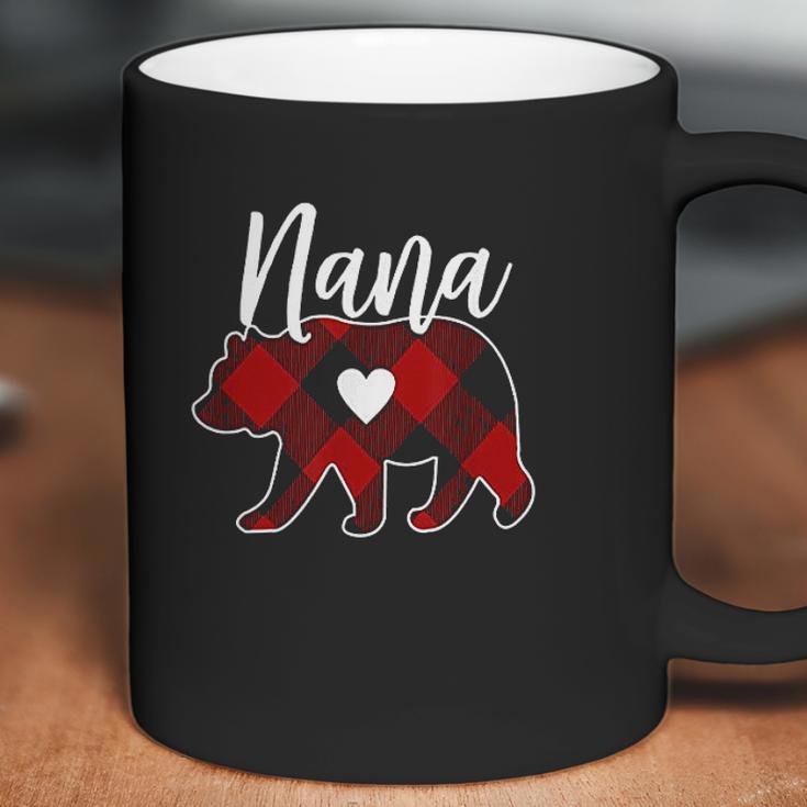 Nana Bear Christmas Buffalo Plaid Red White Coffee Mug