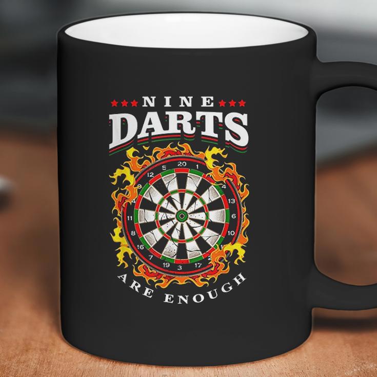 Nine Darts Are Enough Dartboard In Flames Coffee Mug