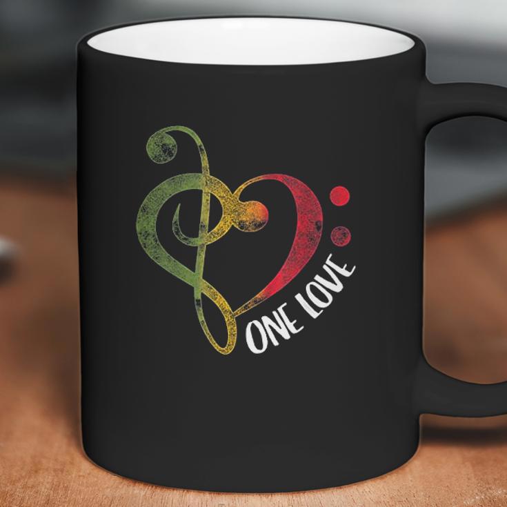 One Love Treble Bass Clef Heart Reggae Musician Coffee Mug